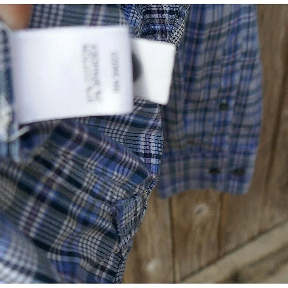 Banana Republic Button-Up Casual Shirt Long Sleeve Cotton Blend Blue Check M